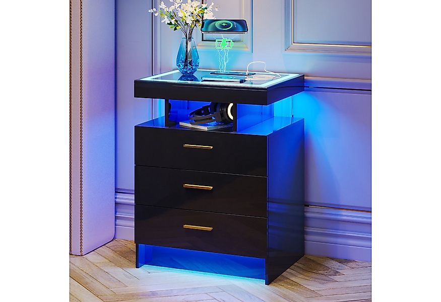 LVifur Nachttisch Moderner Nachttisch mit Ladestation und automatischer Sen günstig online kaufen