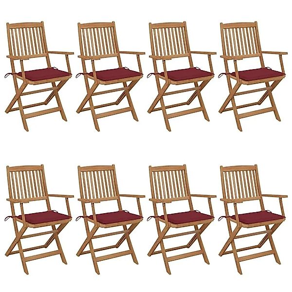 vidaXL Klappbare Gartenstühle 8 Stk mit Kissen Massivholz Akazie 3074976 günstig online kaufen