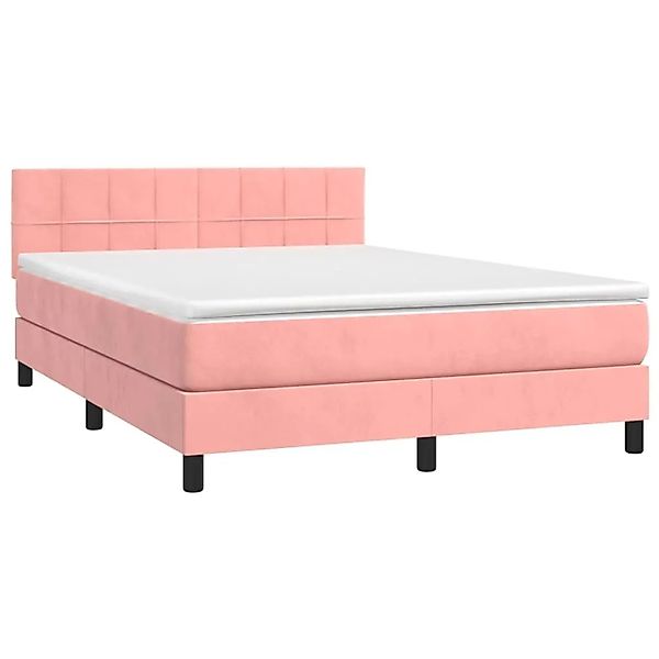 vidaXL Boxspringbett mit Matratze & LED Rosa 140x190 cm Samt 3134404 günstig online kaufen