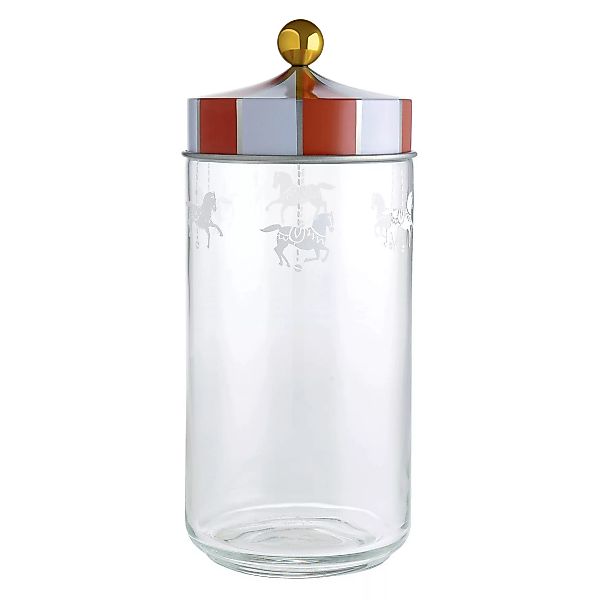 hermetisch verschließbares Glas Circus metall glas rot weiß transparent / 1 günstig online kaufen