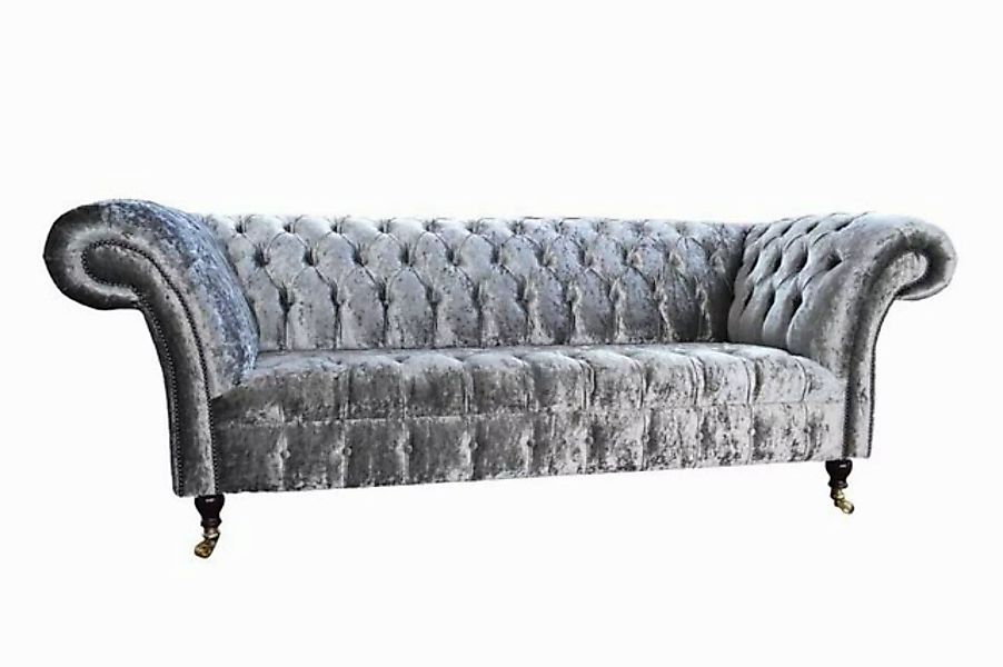 JVmoebel Chesterfield-Sofa 3-SITZIGES SILBERNES CHESTERFIELD-SOFA AUS HANDG günstig online kaufen