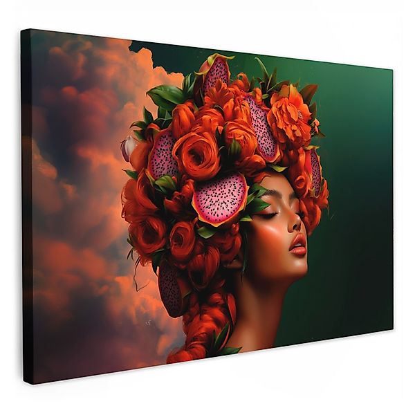 OneMillionCanvasses® Leinwandbild Frau - trinkt Obst günstig online kaufen