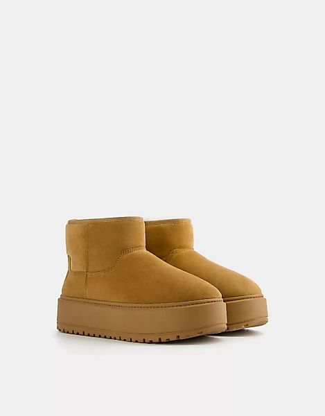 Bershka Plateau-Stiefeletten Mit Fellfutter Damen 38 Lederfarbe günstig online kaufen