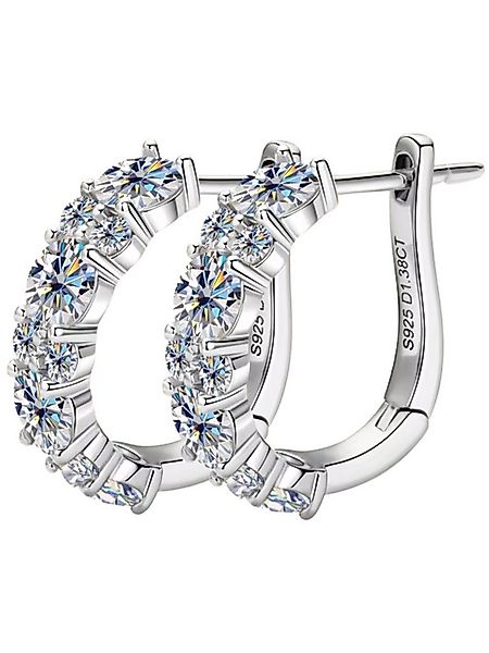 S&T Design Paar Creolen Moissanit Creolen 925 Silber 18K Weissgold Damen Oh günstig online kaufen