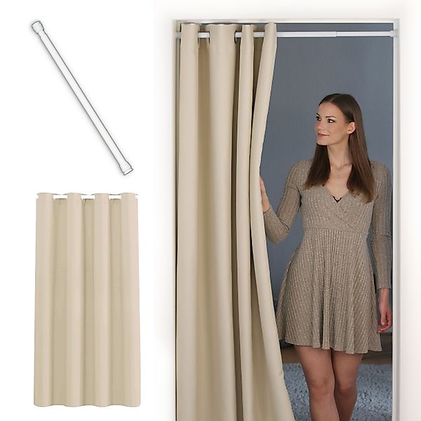 tinycurtains Türvorhang mit Stange weiß 70-120 günstig online kaufen