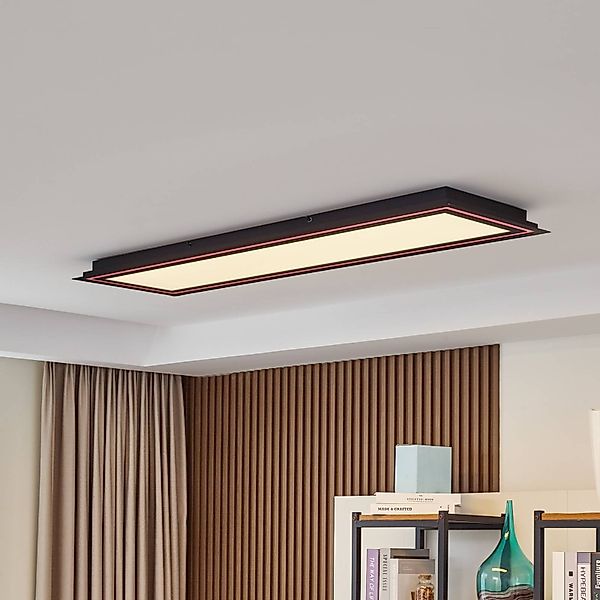 Lucande LED-Deckenlampe Leicy, schwarz, 124 cm, RGB, CCT günstig online kaufen