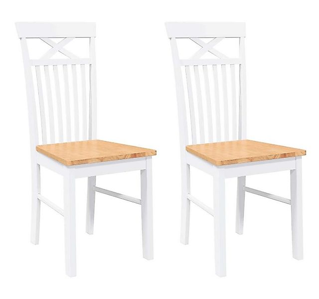 vidaXL Esszimmerstuhl Esszimmerstühle 2 Stk. Weiß Massivholz Gummibaum (2 S günstig online kaufen