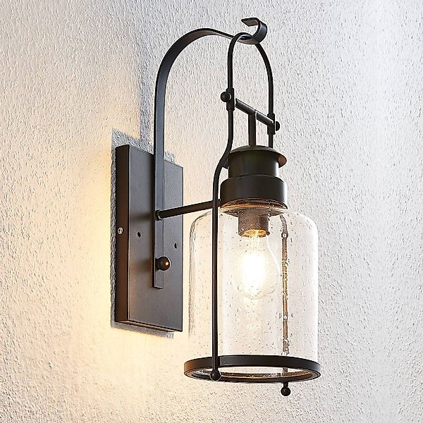 Lindby Rozalie Wandleuchte, schwarz, Metall, Laterne, 44cm günstig online kaufen