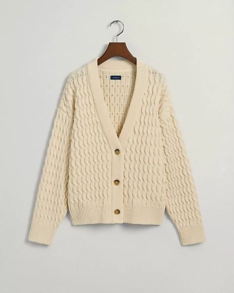 Gant Sweatshirt COTTON TEXTURE V-NECK CARDIGAN, CREAM günstig online kaufen