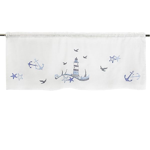 Delindo Lifestyle Scheibengardine Leuchtturm maritim, Stangendurchzug günstig online kaufen