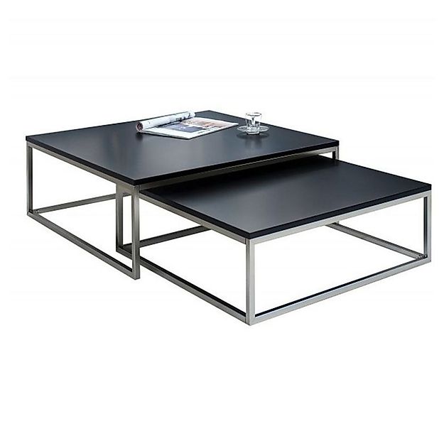 LebensWohnArt Couchtisch 2er Set Design Couchtisch MENTO schwarz gebürstete günstig online kaufen