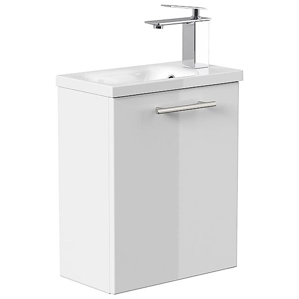 Posseik Waschbecken mit Unterschrank Pieni Slimline 40 cm Weiß Hochglanz günstig online kaufen