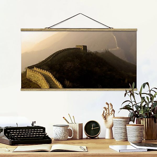 Stoffbild Berge mit Posterleisten - Querformat Sonnenaufgang über der chine günstig online kaufen