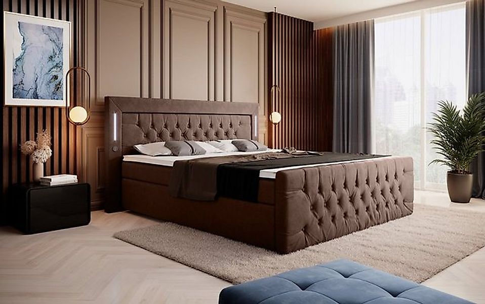 Baidani Boxspringbett Boxspringbett Amelie mit LED und Stauraum günstig online kaufen