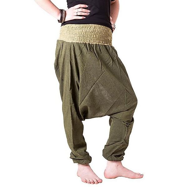 Vishes Haremshose Baumwoll Haremshose mit farbigem Bund lange Größe Pumphos günstig online kaufen