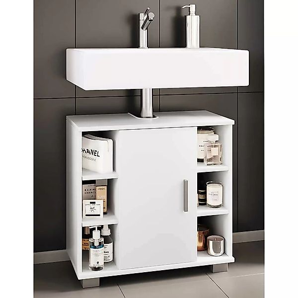 Waschbeckenunterschrank mit Tür in Weiß 58 cm hoch - 60 cm breit günstig online kaufen