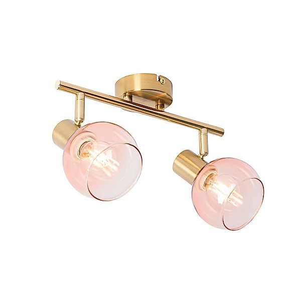 Qazqa LED Aufbaustrahler Vidro, ohne Leuchtmittel, E14, Rosa, Art Deco, Sta günstig online kaufen