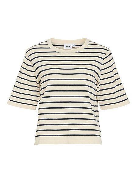 Vila T-Shirt Einfarbiges Stricktop Kurzarm Lockerschnitt Rundhals (1-tlg) V günstig online kaufen