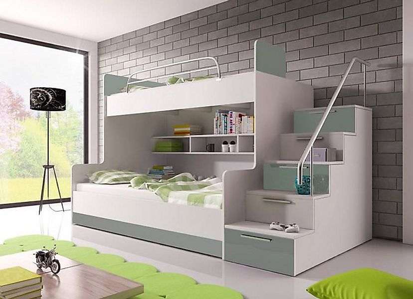 Luxusbetten24 Hochbett Kinderhochbett Heaven zwei Betten, Fächer und Schubl günstig online kaufen
