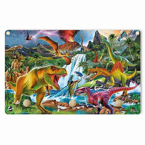 Bilderdepot24 Garderobenpaneel bunt Illustration Tiere Dinosaurier günstig online kaufen