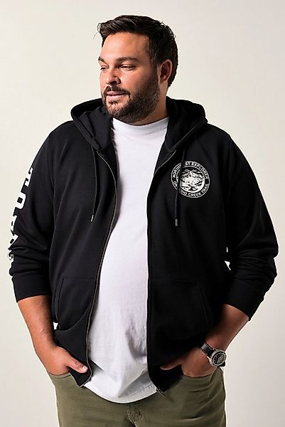 Men Plus Fleecejacke Men+ Sweatjacke Kapuze Ärmelprint Kängurutasche günstig online kaufen