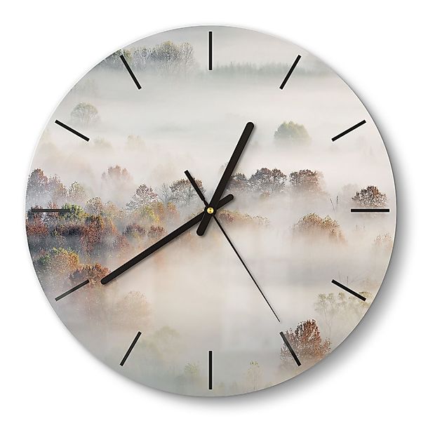 DEQORI Wanduhr 'Morgendlicher Nebelwald' (Glas Glasuhr günstig online kaufen