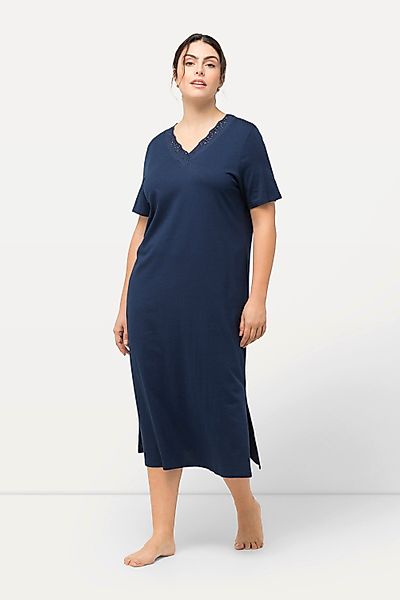 Ulla Popken Nachthemd Nachthemd Lochstickerei Halbarm günstig online kaufen
