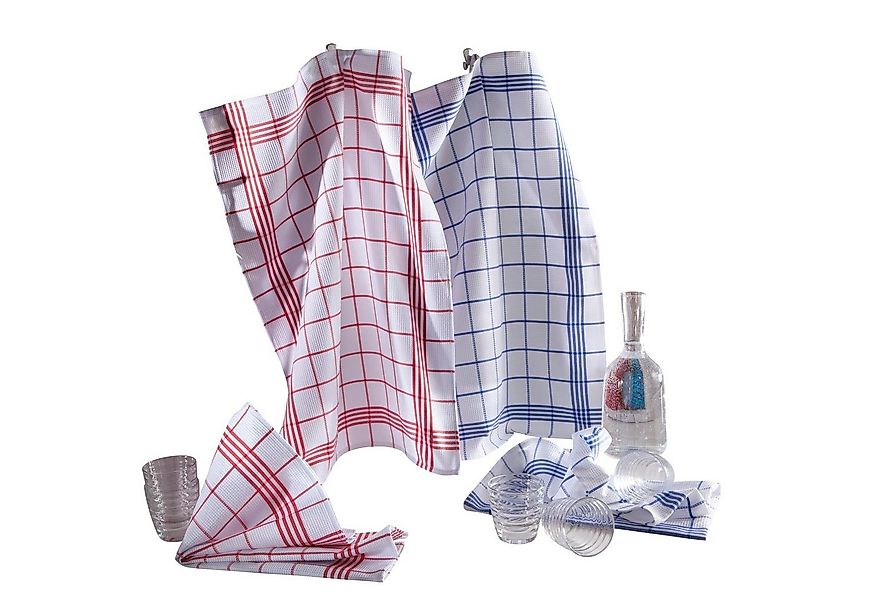 Kracht Geschirrtuch Geschirrtuch 2er-Pack, Waffelpiqué Karo günstig online kaufen