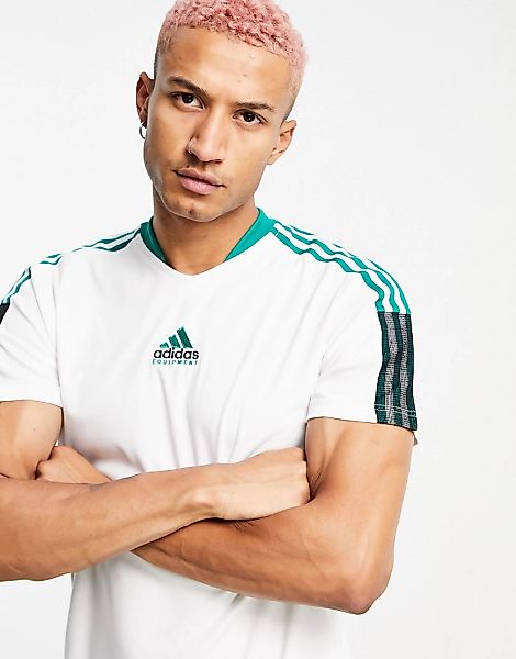 adidas Football – Tiro – Grün gestreiftes T-Shirt in Weiß günstig online kaufen