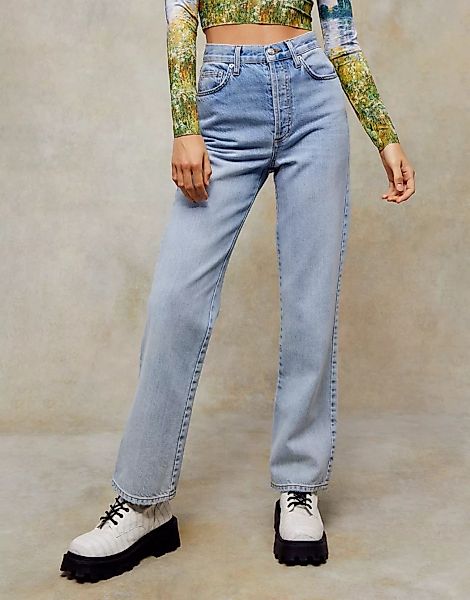 Topshop – Kort – Ausgeblichene Jeans-Blau günstig online kaufen