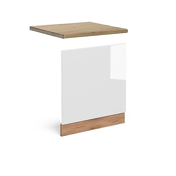 Vicco Frontblende R-Line Weiß Hochglanz/Goldkraft Eiche 60 cm AP Eiche günstig online kaufen