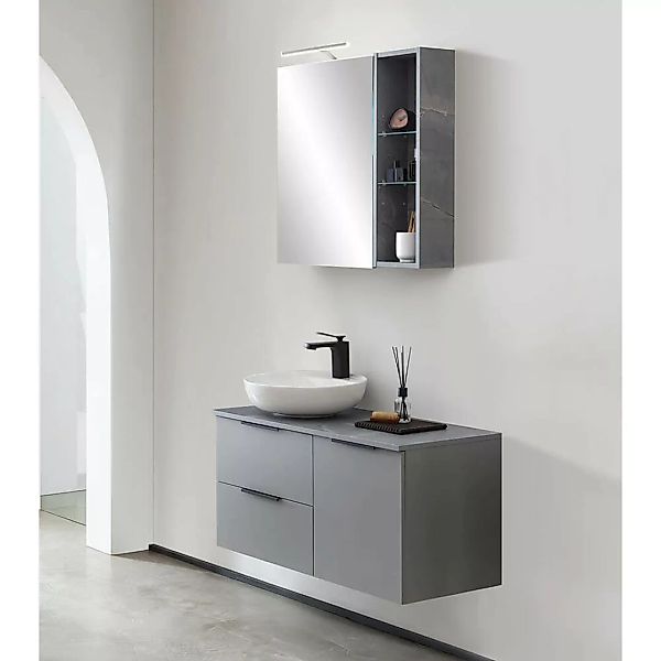 Waschplatz Set mit Keramik Aufsatzwaschbecken und Beleuchtung ALMATY-80 in günstig online kaufen
