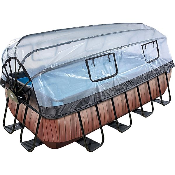 EXIT Wood Pool Braun 400x200x100cm m. Sandfilterpumpe u. Abdeckung günstig online kaufen