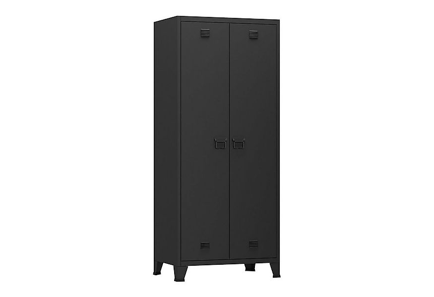 en.casa Kleiderschrank »Hankasalmi« Stahl 180x90x40 cm Schwarz günstig online kaufen
