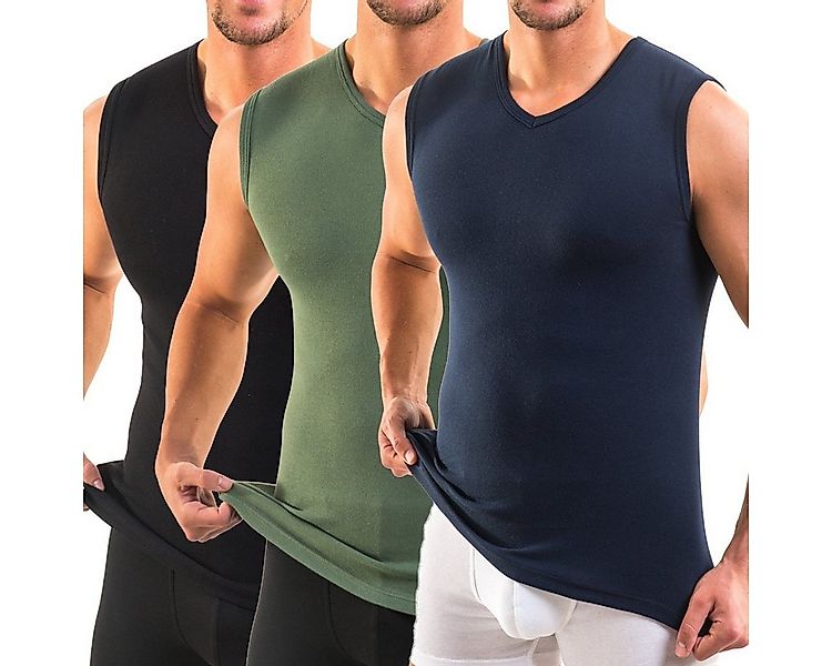 HERMKO Achseltop 3050 3er Pack Herren Muskelshirt V-Ausschnitt aus 100% Bio günstig online kaufen