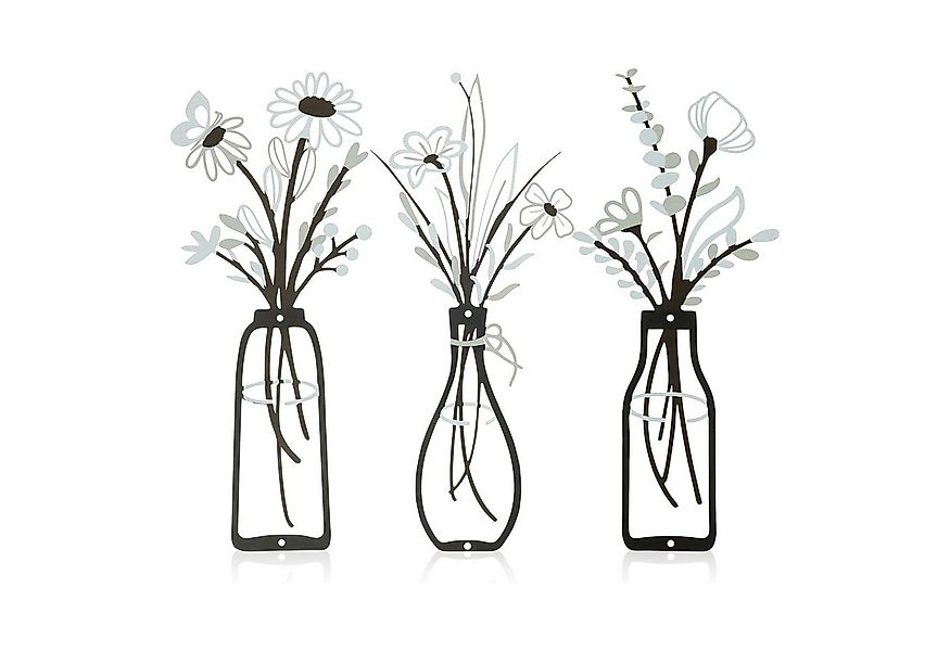 STILVORA Wanddekoobjekt 3er Vase Wall Art Wanddeko für Wohnzimmer,Raumdekor günstig online kaufen