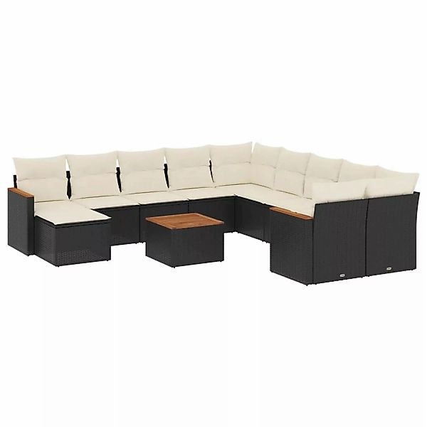 vidaXL 12-tlg Garten-Sofagarnitur mit Kissen Schwarz Poly Rattan Modell 63 günstig online kaufen