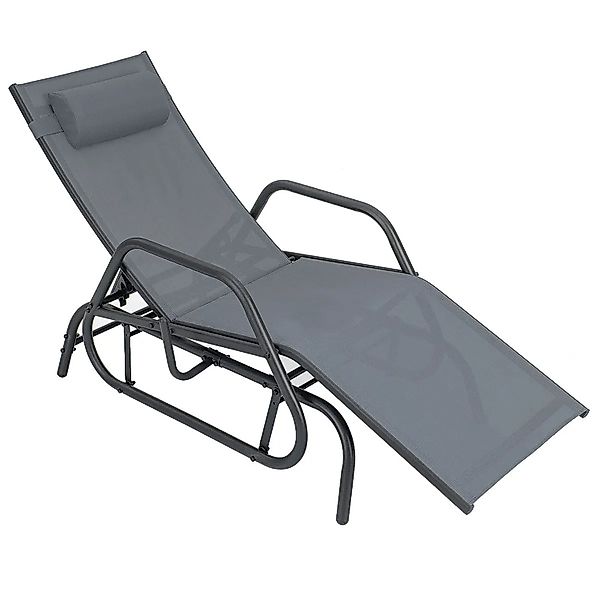Costway Sonnenliege mit Schaukelfunktion Verstellbare Rückenlehne Grau günstig online kaufen