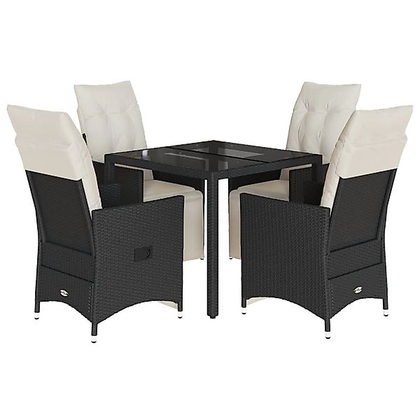 vidaXL 5-tlg Garten-Essgruppe mit Kissen Schwarz Poly Rattan Modell 191 günstig online kaufen