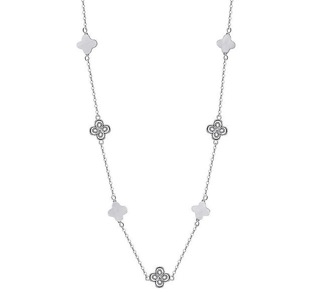 Runde Perlé Perlenkette zarte Kette Kleeblatt mit Muschel, 925 Sterling Sil günstig online kaufen