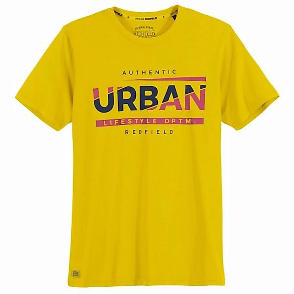 redfield Rundhalsshirt Große Größen Herren T-Shirt gelb Print Authentic Urb günstig online kaufen