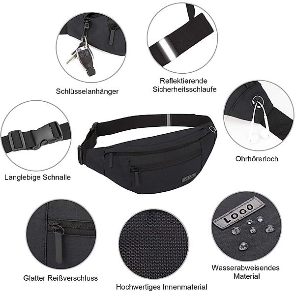 OKWISH Gürteltasche Crossbody-Sling Brusttasche Sport Geldtasche günstig online kaufen