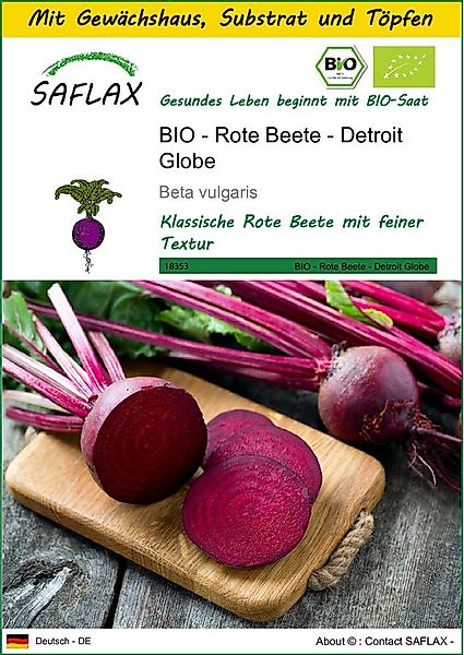 SAFLAX Gemüsesamen SAFLAX - Anzuchtset - BIO - Rote Beete - Detroit Globe günstig online kaufen