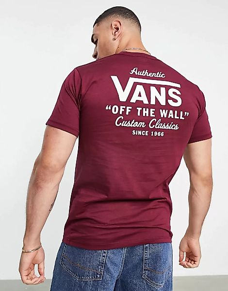 Vans – Holder St – T-Shirt in Burgunderrot mit Rückenprint günstig online kaufen