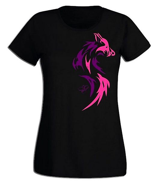 G-graphics T-Shirt Damen T-Shirt - Tribal Wolf Pink-Purple-Collection, Slim günstig online kaufen