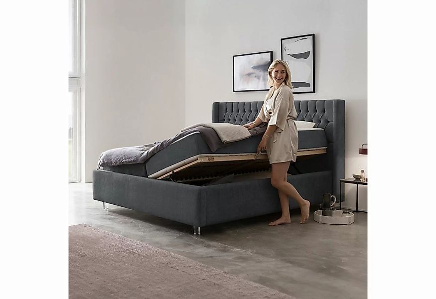 BettCo Stauraumbett Florida (in Dunkelgrau Teddystoff, 160 x 200 cm), Bettk günstig online kaufen