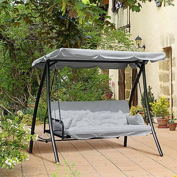 Outsunny Hollywoodschaukel Schaukelbank mit Dach, 3-Sitzer, günstig online kaufen