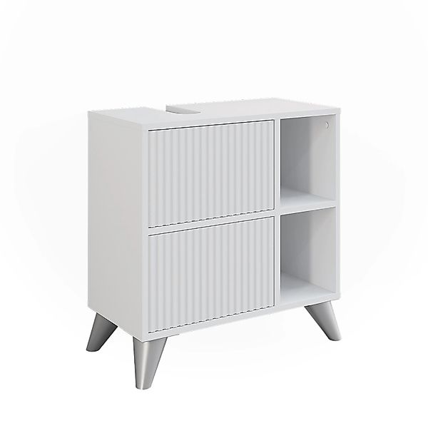 Vicco Waschbeckenunterschrank Leano Weiß 60 x 62 cm mit 2 Schubladen günstig online kaufen