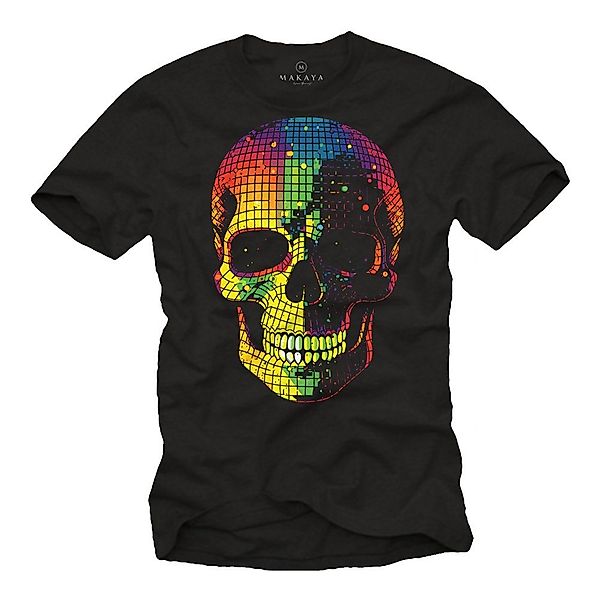 MAKAYA Print-Shirt Herren Disco Skull Totenkopf günstig online kaufen