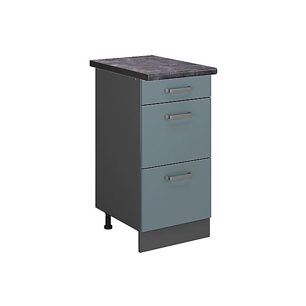 Vicco Küchenunterschrank R-Line Blau-Grau/Anthrazit 40 cm mit Schubladen AP günstig online kaufen